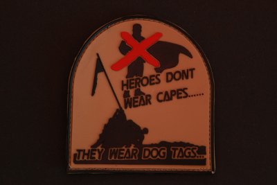 3DRubber Patch:"HEROES DON'T WEAR CAPES" beige IWO JIMA