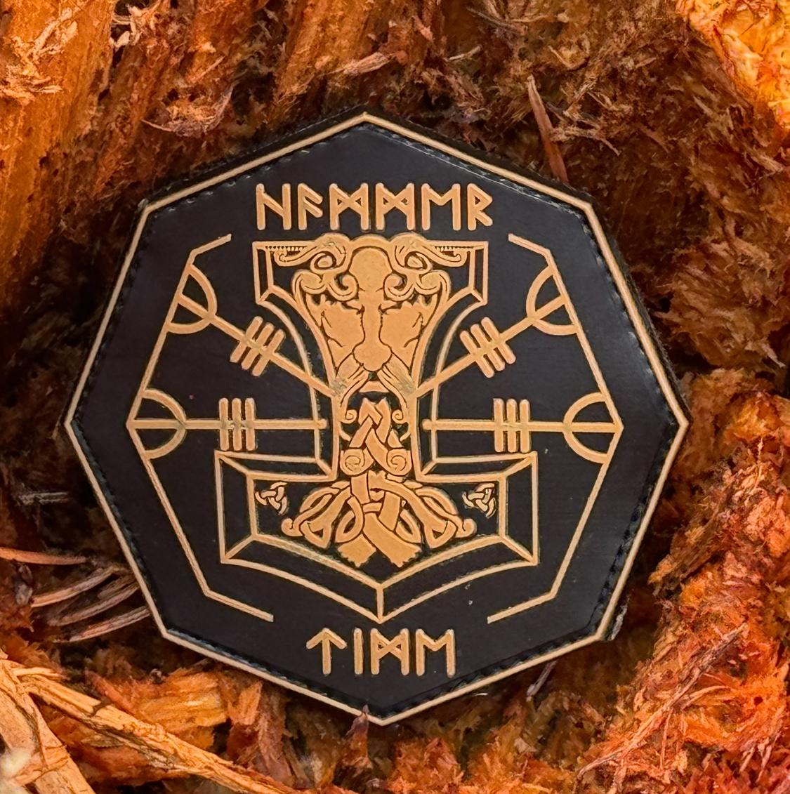 3D Rubber Patch "HAMMER TIME", goldbraun