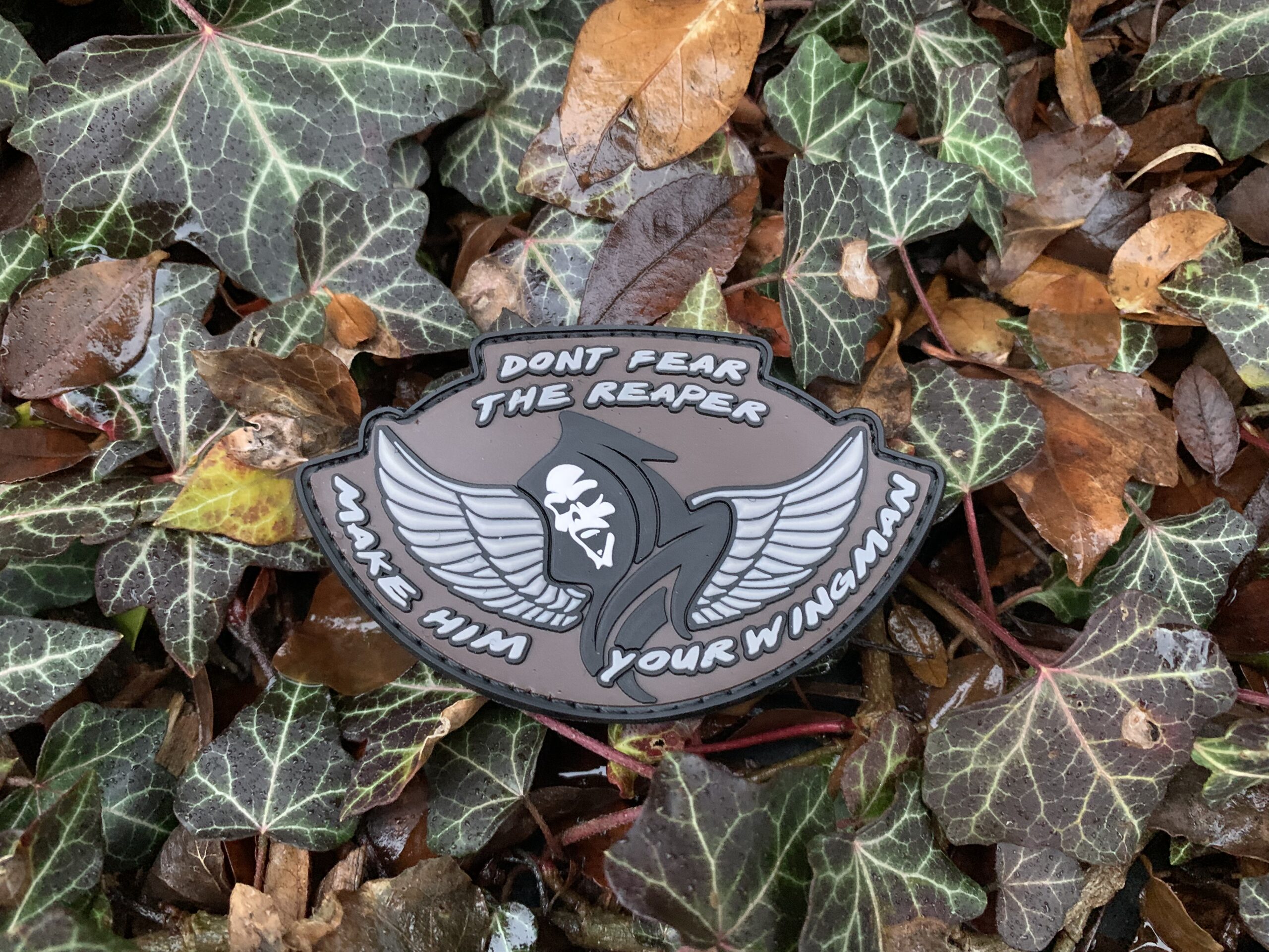 3D Rubber MORALE PATCH: "Don't fear the Reaper - grey wings" – Bild 2